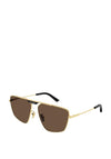 Balenciaga BB0246SA Mens Geometric Pilot Sunglasses, Gold & Brown