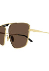 Balenciaga BB0246SA Mens Geometric Pilot Sunglasses, Gold & Brown