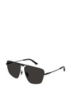 Balenciaga BB0246SA Mens Geometric Pilot Sunglasses, Grey