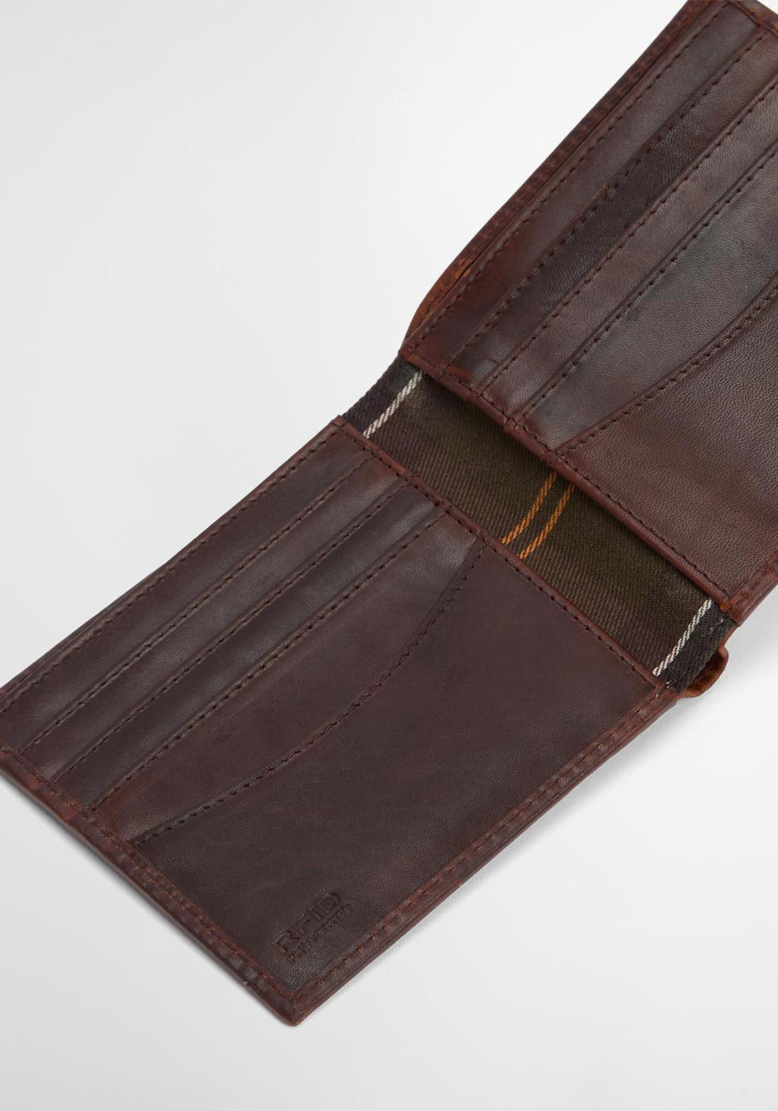 Barbour Bilton Leather Billfold Wallet, Burnt Chocolate Brown