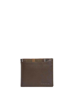 Barbour Men’s Brodick Tartan & Leather Bifold Wallet, Brown