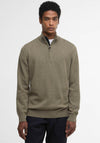 Barbour Men’s Cotton Half Zip Knitted Sweater, Smokey Olive Green