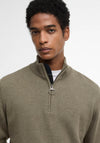 Barbour Men’s Cotton Half Zip Knitted Sweater, Smokey Olive Green