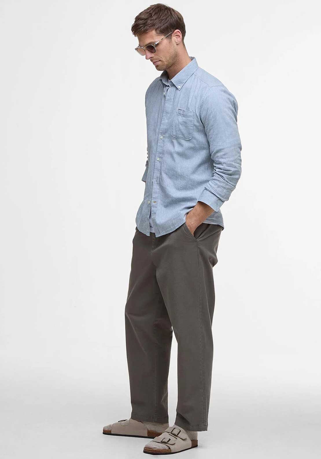 Barbour Nelson Tailored Shirt, Lead Blue