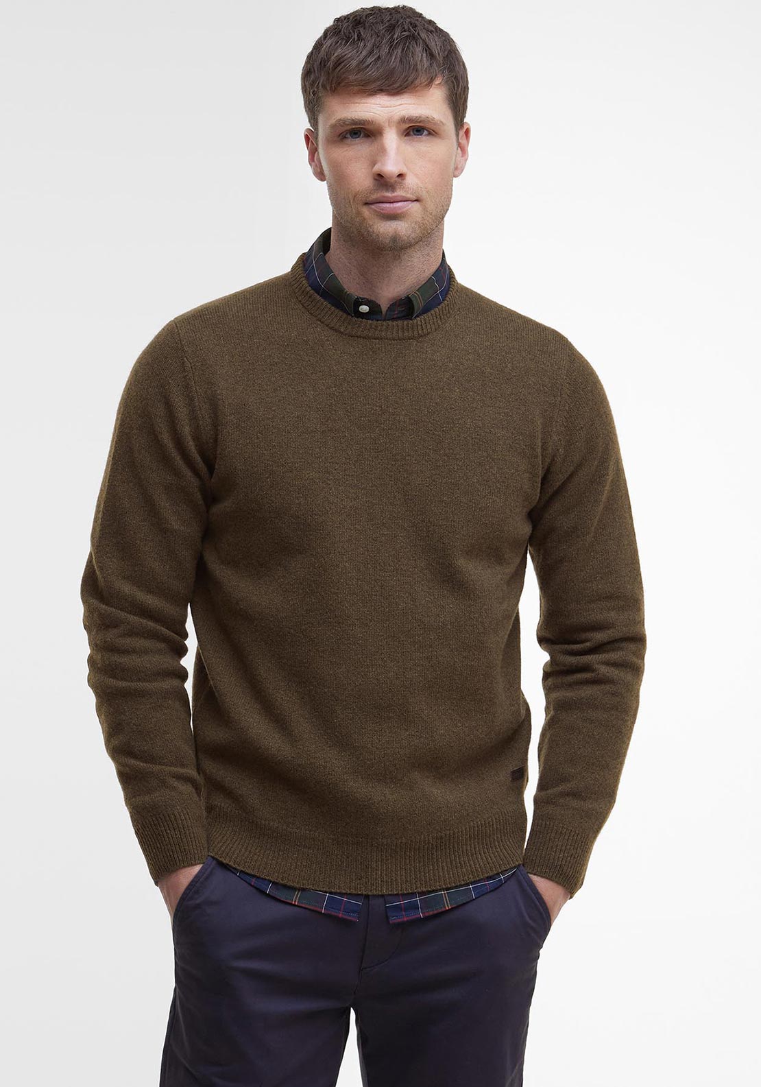Barbour Men’s Patch Elbow Crew Neck Jumper, Willow Green