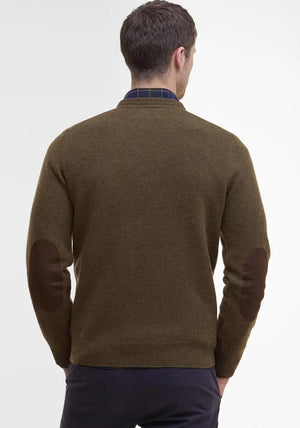Barbour Men’s Patch Elbow Crew Neck Jumper, Willow Green
