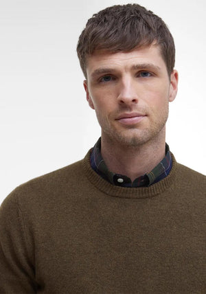 Barbour Men’s Patch Elbow Crew Neck Jumper, Willow Green