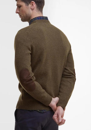 Barbour Men’s Patch Elbow Crew Neck Jumper, Willow Green