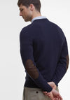 Barbour Men’s Patch Elbow Crew Neck Jumper, Navy
