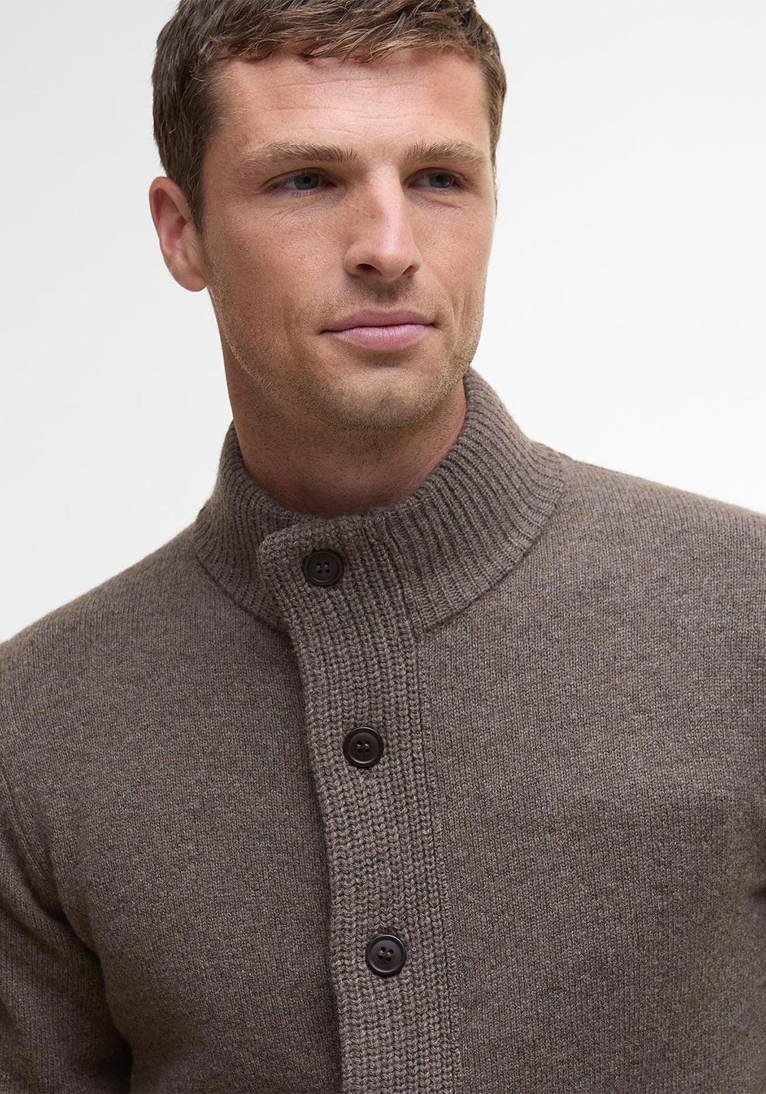 Barbour Men’s Patch Elbow Zip Cardigan, Dark Stone