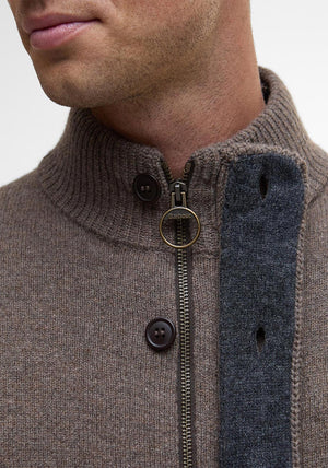 Barbour Men’s Patch Elbow Zip Cardigan, Dark Stone
