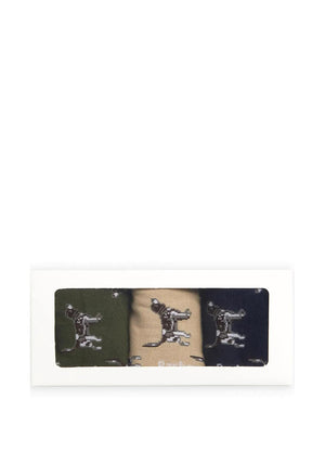 Barbour Pointer Dog Print Socks Gift Set, Green Multi