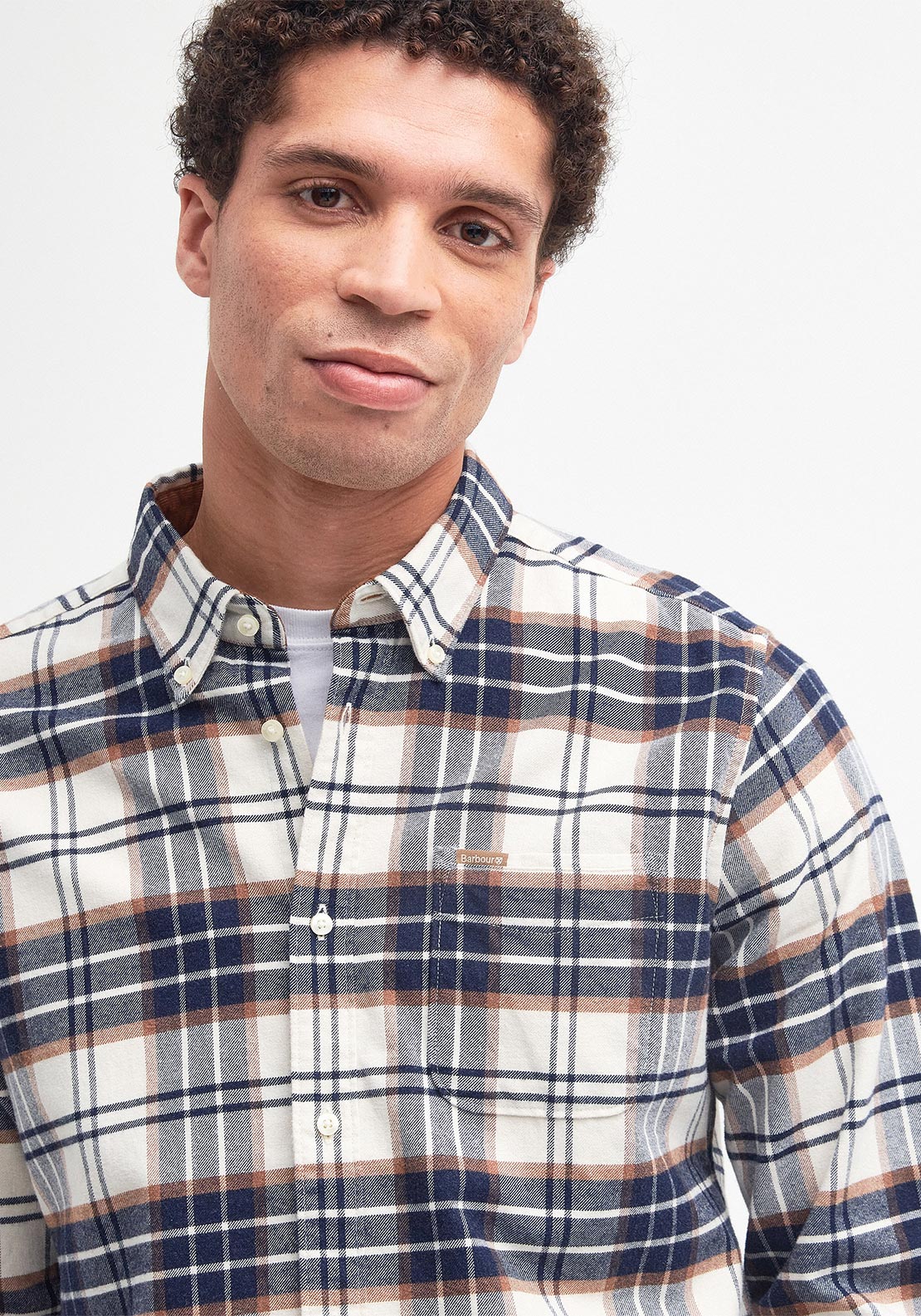 Barbour Men’s Portdown Check Tailored Shirt, Beige Multi