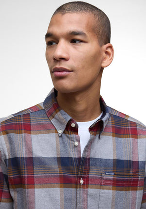 Barbour Men’s Portdown Check Tailored Shirt, Grey Multi