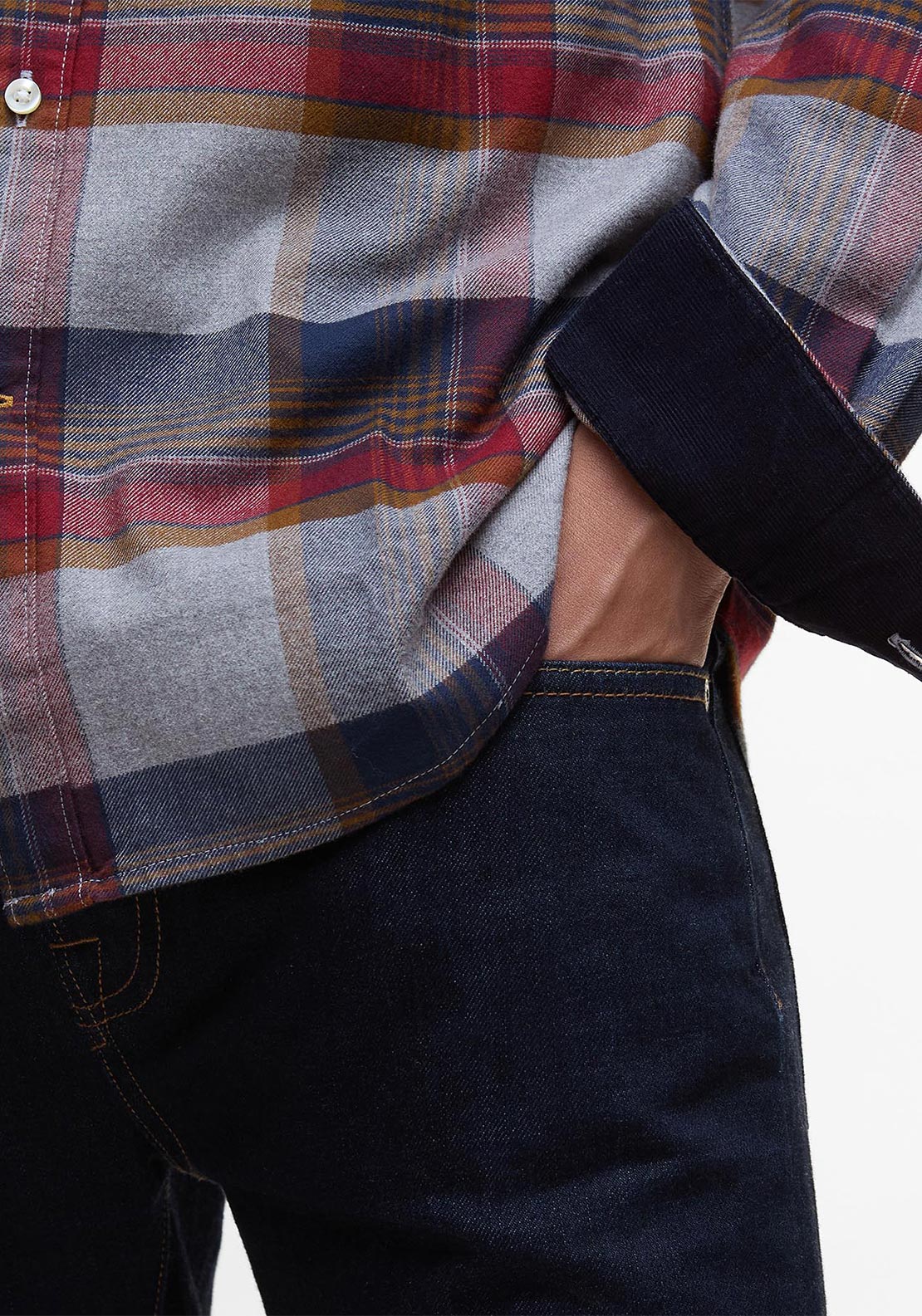 Barbour Men’s Portdown Check Tailored Shirt, Grey Multi