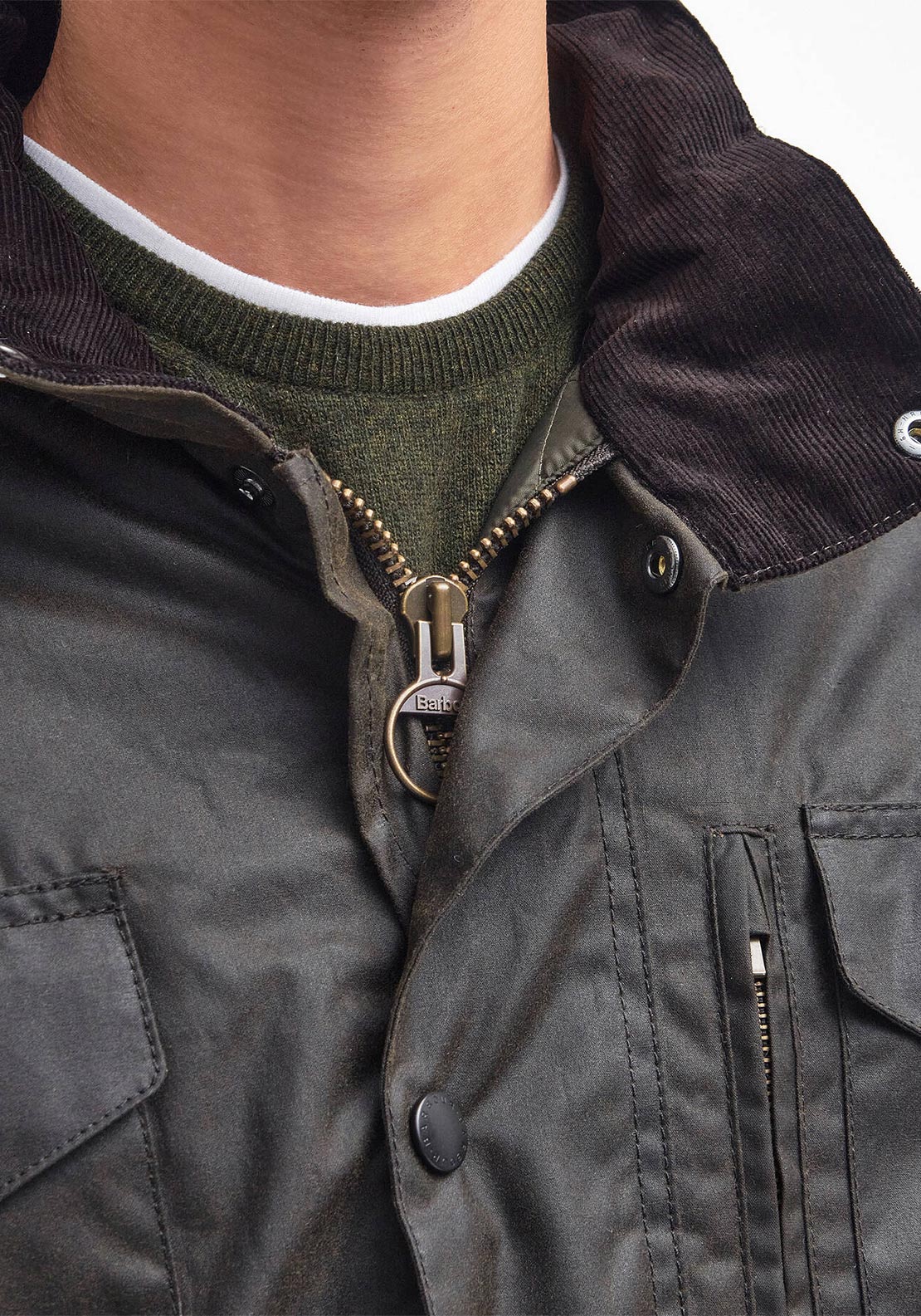 Barbour Men’s Sapper Wax Jacket, Olive Green