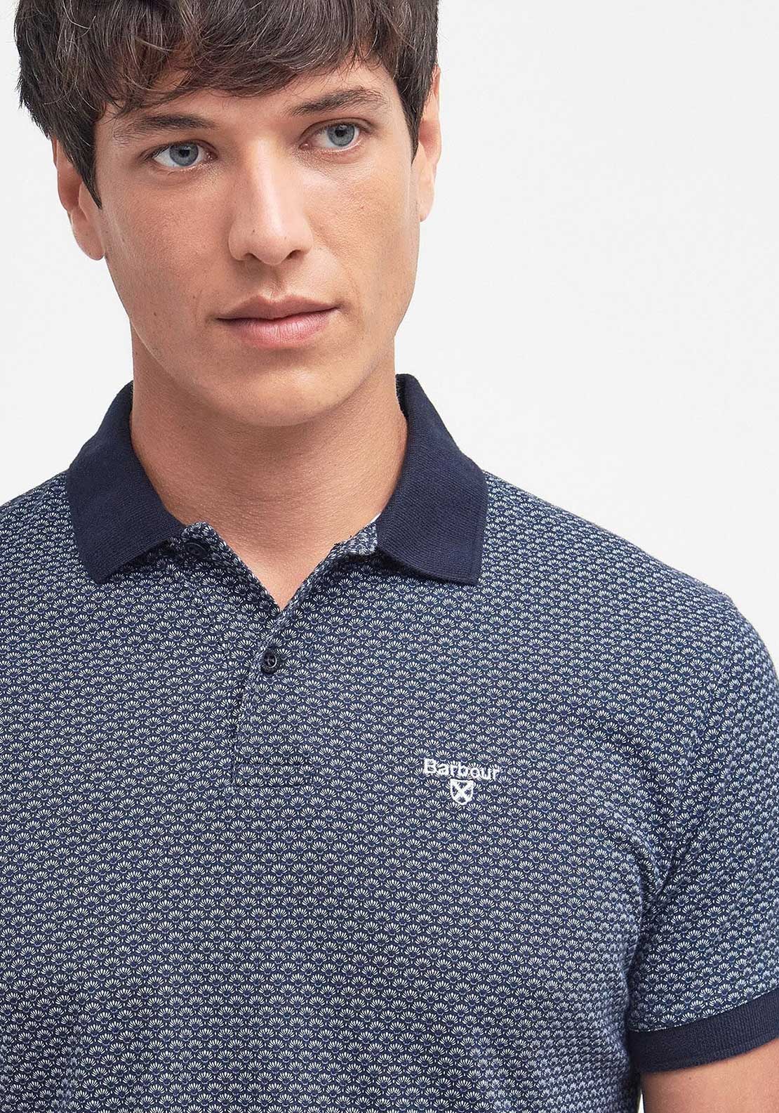 Barbour Shell Print Polo Shirt, Navy