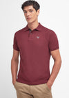Barbour Mens Tartan Contrast Pique Polo Shirt, Ruby