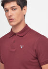 Barbour Mens Tartan Contrast Pique Polo Shirt, Ruby