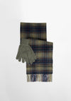Barbour Tartan Scarf & Glove Gift Set, Classic Olive