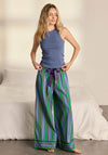 Chelsea Peers Stripe Wide Leg Pyjama Set, Blue