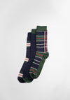 Barbour Tartan Socks Gift Set, Navy & Green Multi