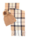 Barbour Dover Beanie & Hailes Scarf Gift Set, Beige Multi