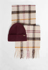 Barbour Olivia Beanie & Scarf Gift Set, Burgandy Multi