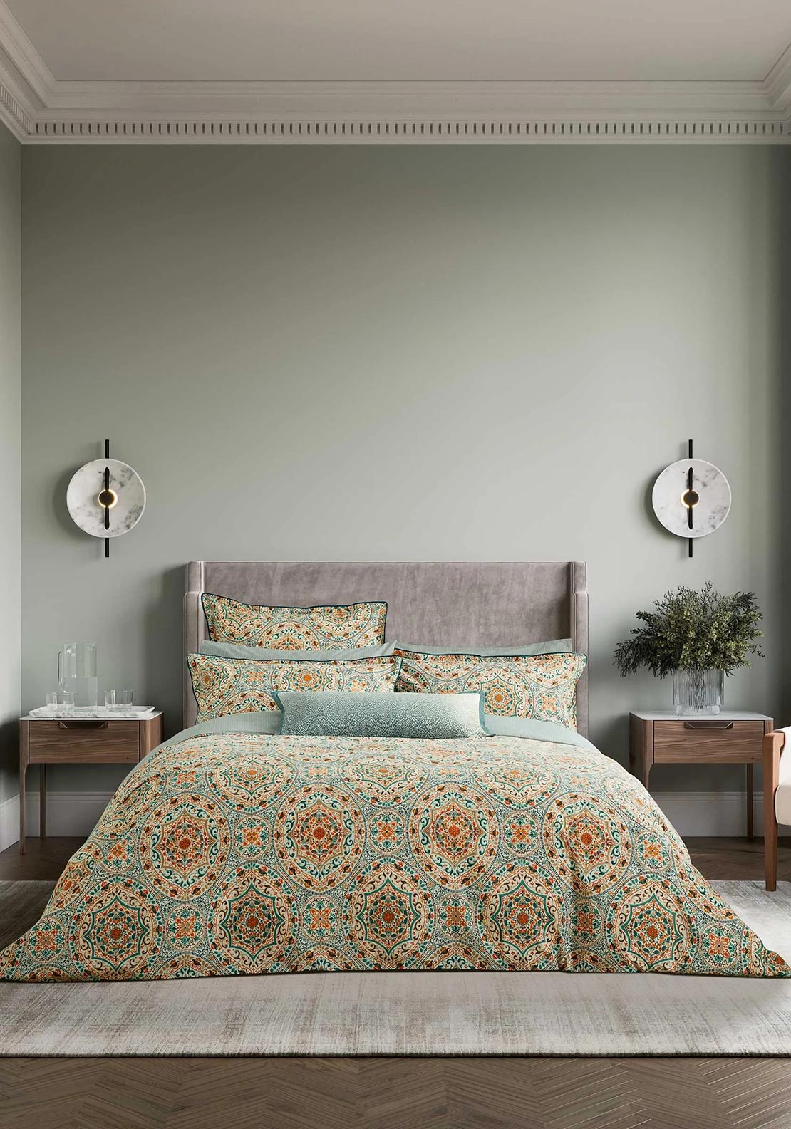 Bedeck Addison Duvet Cover Set, Gold & Teal Green