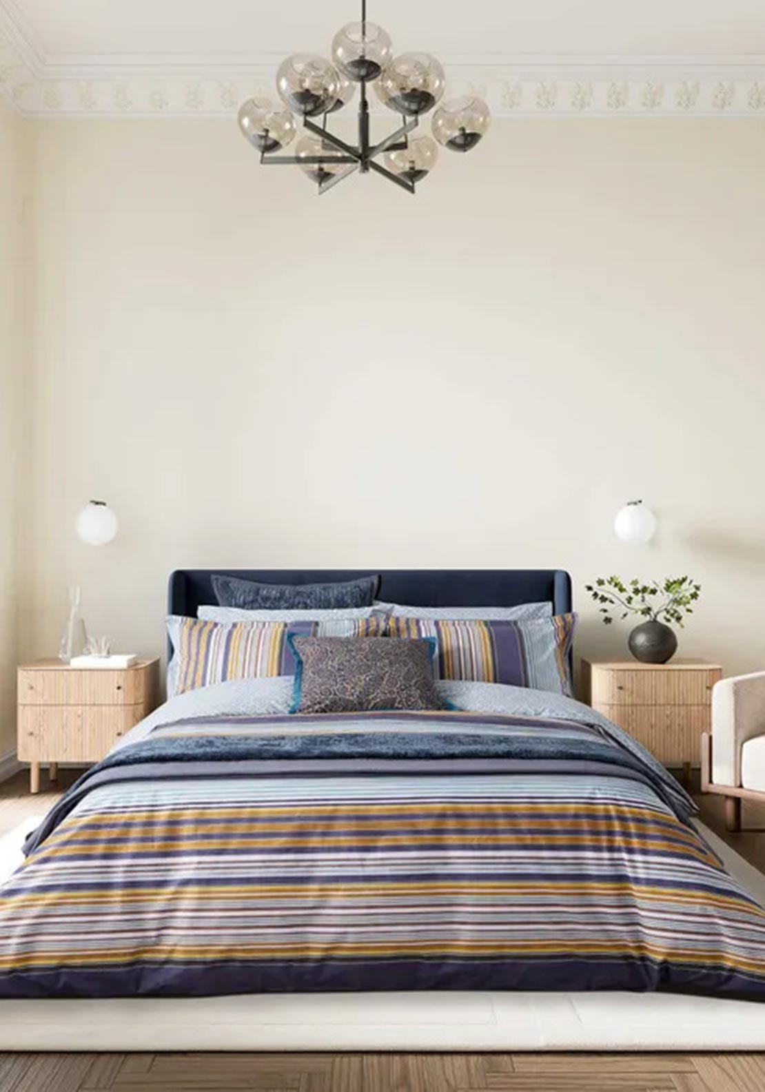 Bedeck Aldin Cover Set, Navy Multi