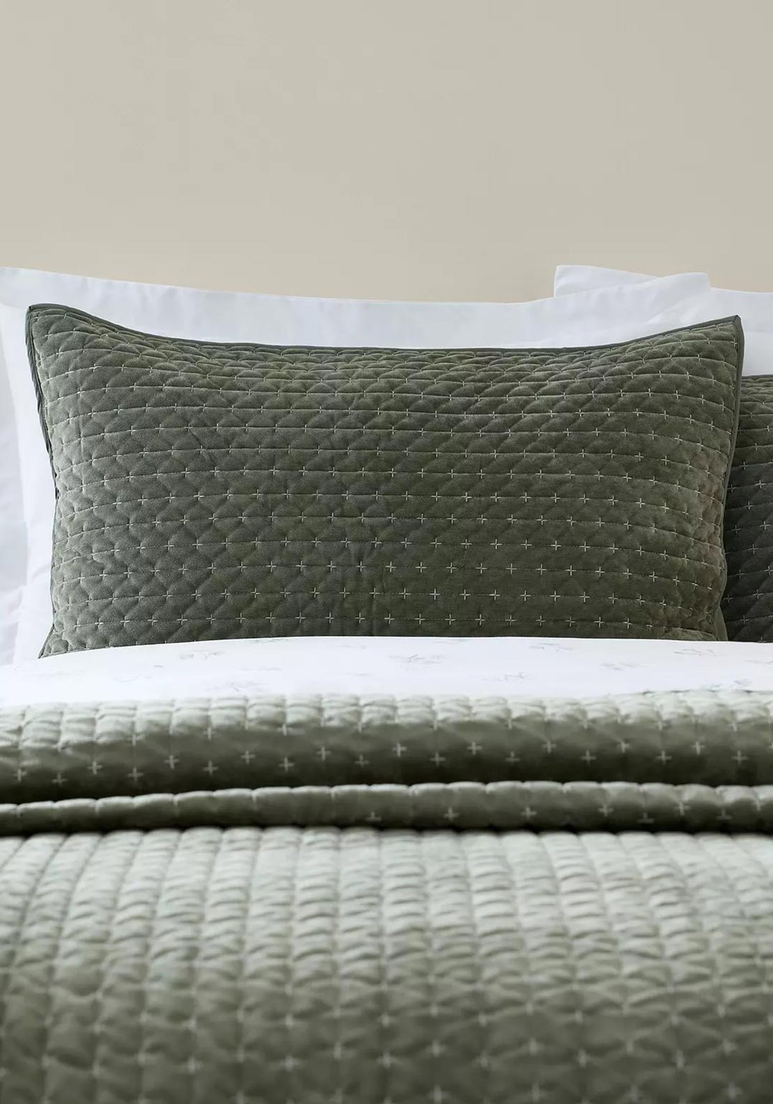 Bianca Home Attica Velvet Pillowsham Pair, Green
