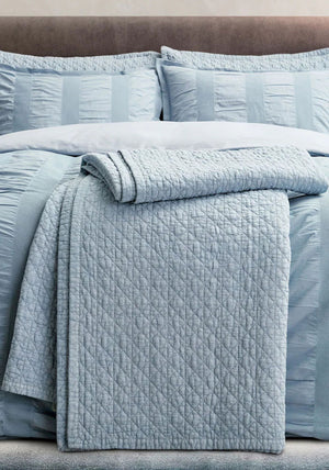 Bedeck Stonewashed Quilted Throw, Blue
