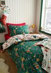 Belle & Boo Kids Christmas Fairground Reversible Cotton Duvet Cover Set, Green