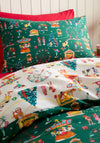 Belle & Boo Kids Christmas Fairground Reversible Cotton Duvet Cover Set, Green