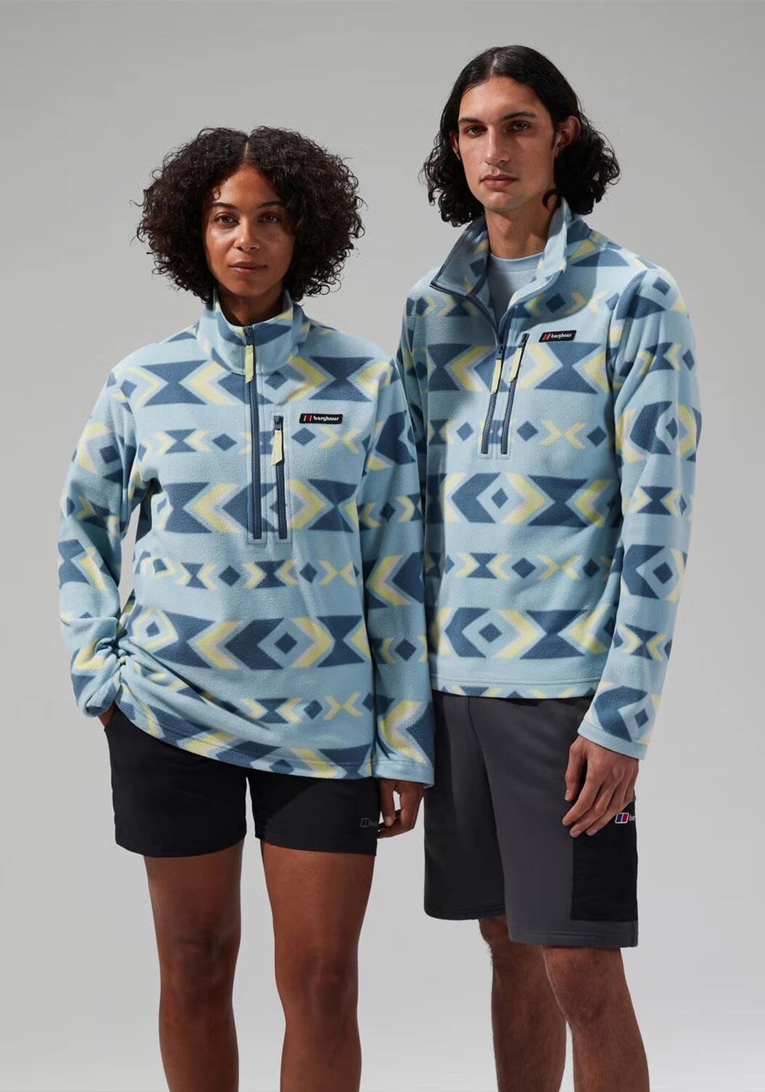 Berghaus Unisex Prism Printed Trango Half Zip Fleece, Blue
