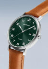 Bering Mens Classic Watch, Silver & Green