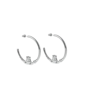 Betty and Biddy Large Claddagh Hoops, Silver