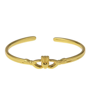 Betty and Biddy Delicate Adjustable Claddagh Bangle, Gold