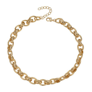 Betty and Biddy Oval Cross Link Necklace, Gold