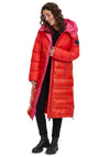 Betty Barclay Two Tone Long Quilted Coat, Red & Pink