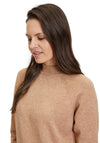 Betty Barclay Funnel Neck Knit Jumper Dress, Camel Melange