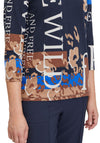 Betty Barclay Text Print Top, Blue & Camel