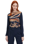Betty Barclay Animal Print Embellished Top, Navy