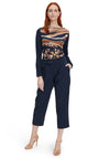 Betty Barclay Animal Print Embellished Top, Navy