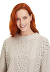 Betty Barclay Cable Knit Studded Sweater, Beige