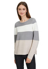 Betty Barclay Fine Knit Stripe Jumper, Grey & Beige