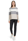 Betty Barclay Fine Knit Stripe Jumper, Grey & Beige