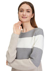 Betty Barclay Fine Knit Stripe Jumper, Grey & Beige