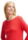 Betty Barclay Round Neck Jacquard T-Shirt, Red