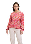 Betty Barclay Cutout Detail Geo Print Blouse, Red